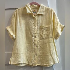 NWT C & C California Lightweight Cotton Button Down in Dreamy Lemon - Size M